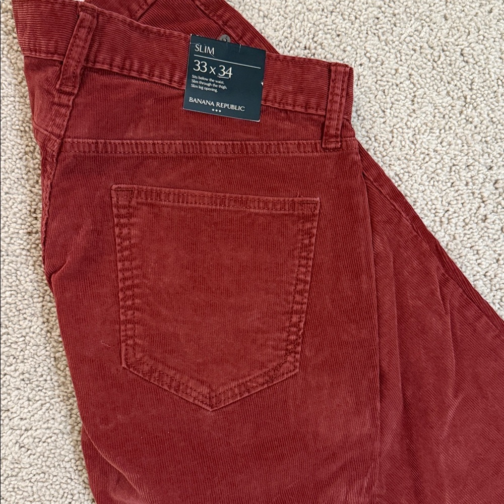 NWT Banana Republic Corduroy Slim Fit Panta SZ 33 - Picture 3 of 3
